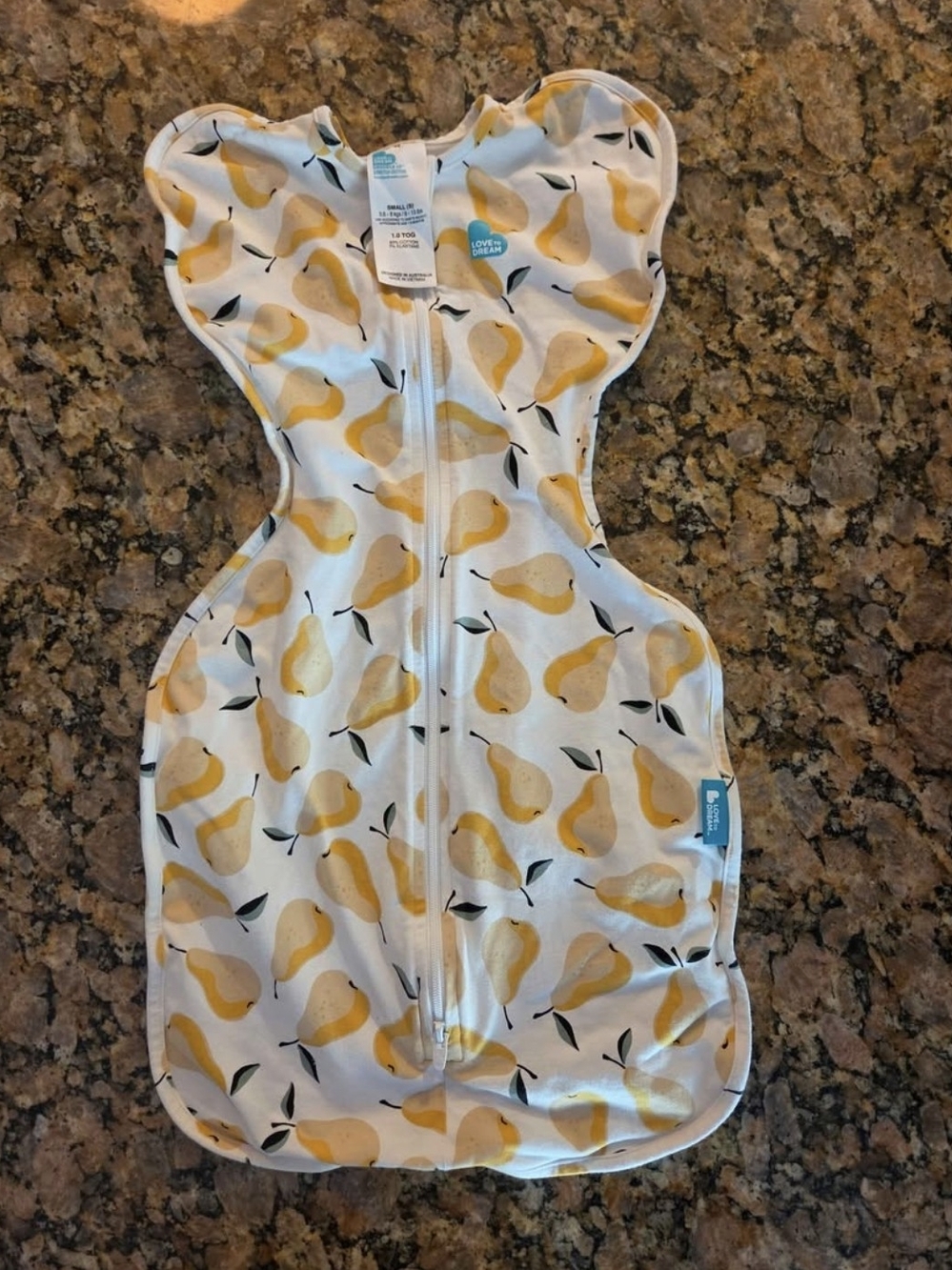 Love to Dream Pear Print Swaddle Sack in White and Yellow